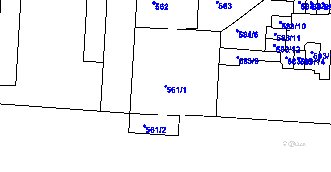Parcela st. 561/1 v KÚ Dejvice, Katastrální mapa