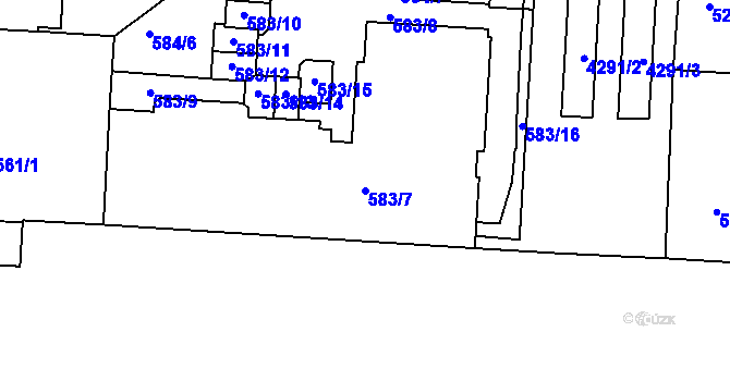 Parcela st. 583/7 v KÚ Dejvice, Katastrální mapa