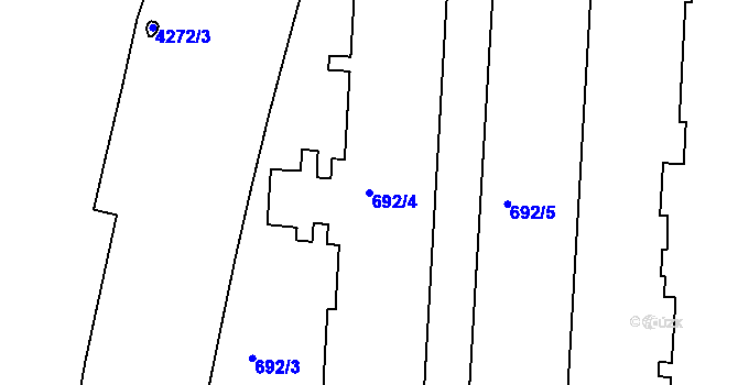 Parcela st. 692/4 v KÚ Dejvice, Katastrální mapa