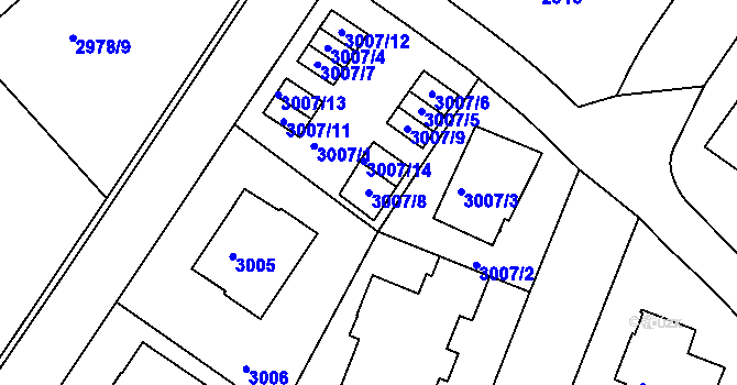 Parcela st. 3007/8 v KÚ Dejvice, Katastrální mapa