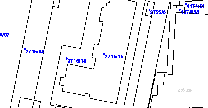 Parcela st. 2715/15 v KÚ Dejvice, Katastrální mapa