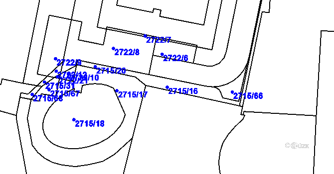 Parcela st. 2715/16 v KÚ Dejvice, Katastrální mapa