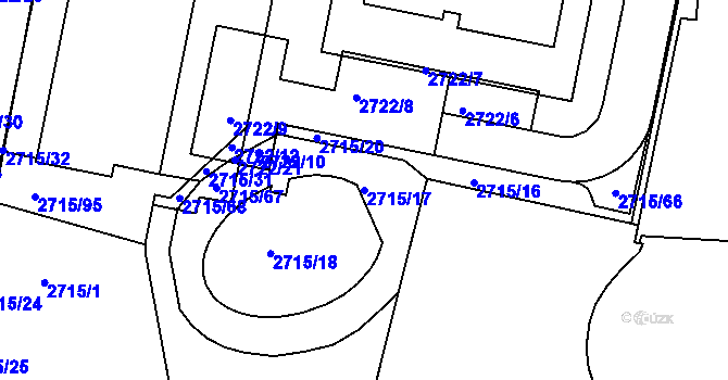 Parcela st. 2715/17 v KÚ Dejvice, Katastrální mapa