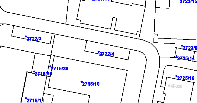 Parcela st. 2722/4 v KÚ Dejvice, Katastrální mapa