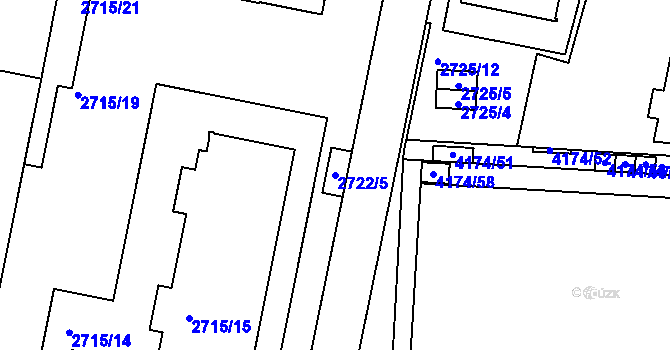 Parcela st. 2722/5 v KÚ Dejvice, Katastrální mapa