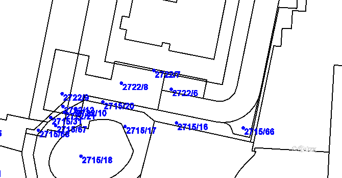 Parcela st. 2722/6 v KÚ Dejvice, Katastrální mapa