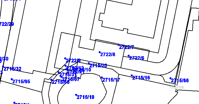 Parcela st. 2722/8 v KÚ Dejvice, Katastrální mapa