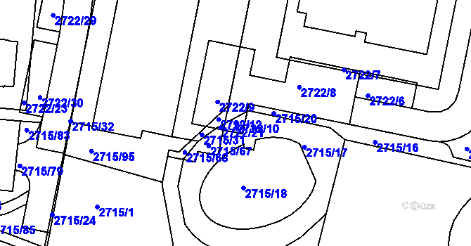 Parcela st. 2722/10 v KÚ Dejvice, Katastrální mapa