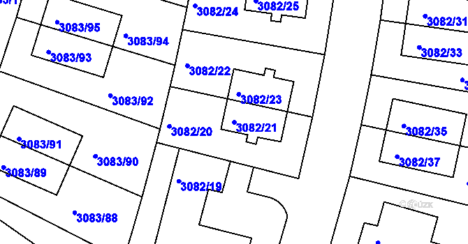 Parcela st. 3082/21 v KÚ Dejvice, Katastrální mapa