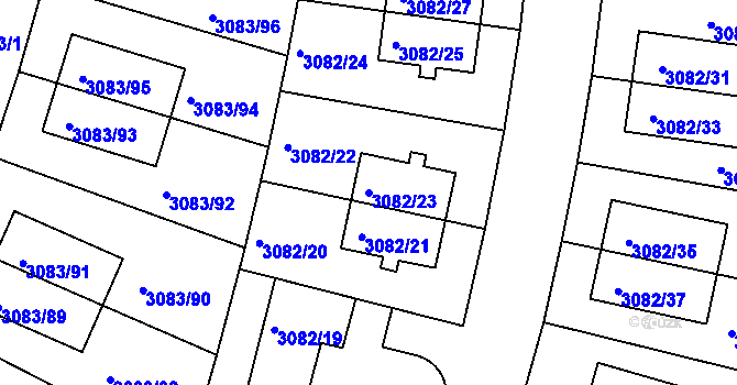 Parcela st. 3082/23 v KÚ Dejvice, Katastrální mapa