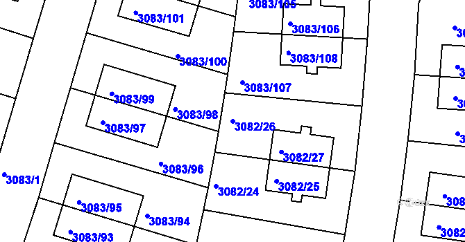 Parcela st. 3082/26 v KÚ Dejvice, Katastrální mapa