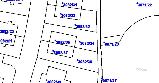 Parcela st. 3082/34 v KÚ Dejvice, Katastrální mapa