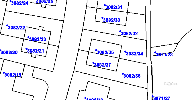 Parcela st. 3082/35 v KÚ Dejvice, Katastrální mapa