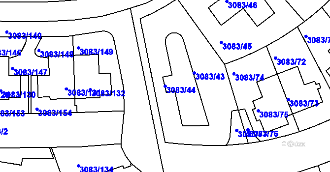 Parcela st. 3083/44 v KÚ Dejvice, Katastrální mapa
