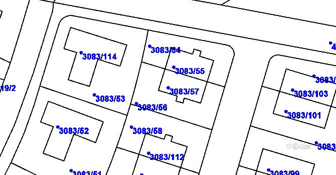 Parcela st. 3083/57 v KÚ Dejvice, Katastrální mapa