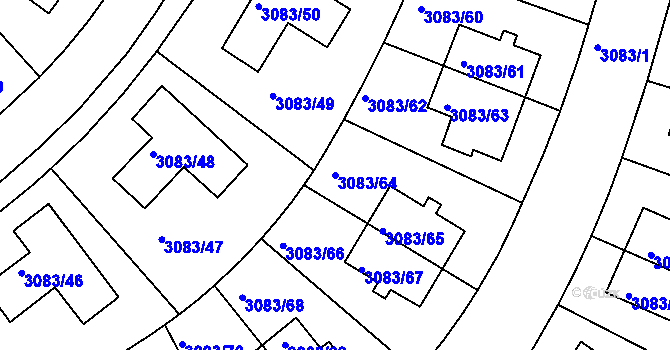 Parcela st. 3083/64 v KÚ Dejvice, Katastrální mapa