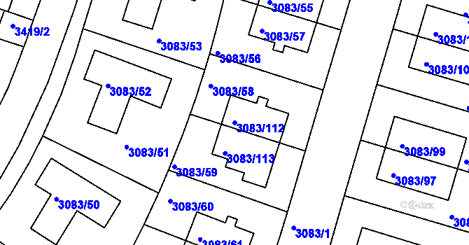 Parcela st. 3083/112 v KÚ Dejvice, Katastrální mapa