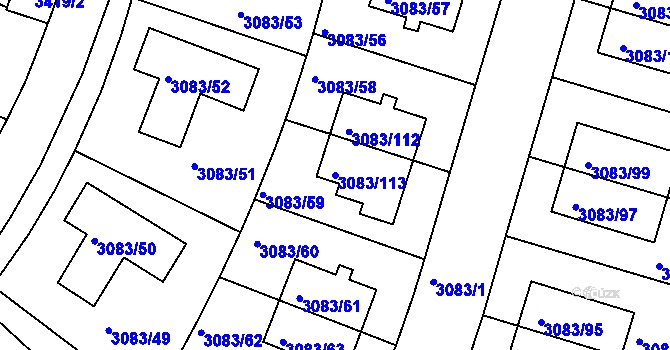 Parcela st. 3083/113 v KÚ Dejvice, Katastrální mapa