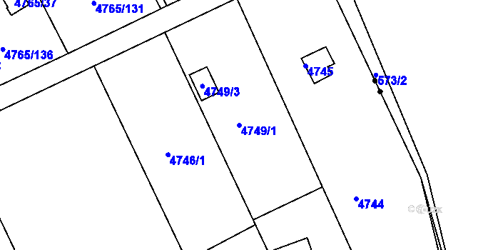 Parcela st. 4749/1 v KÚ Dejvice, Katastrální mapa