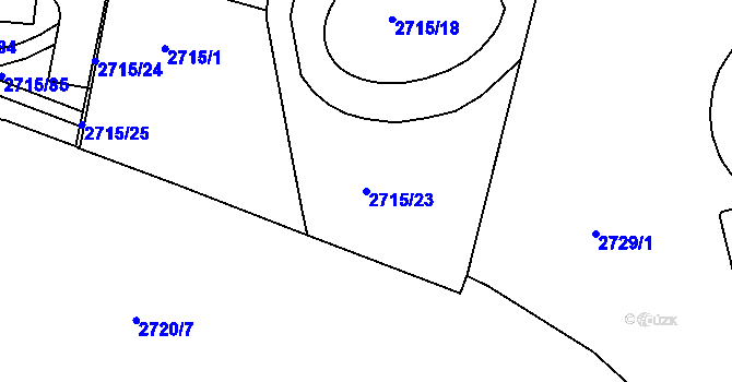 Parcela st. 2715/23 v KÚ Dejvice, Katastrální mapa