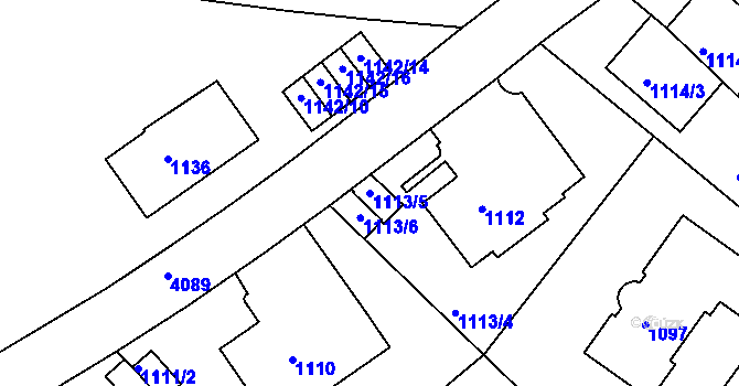 Parcela st. 1113/5 v KÚ Dejvice, Katastrální mapa