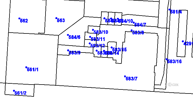 Parcela st. 583/13 v KÚ Dejvice, Katastrální mapa