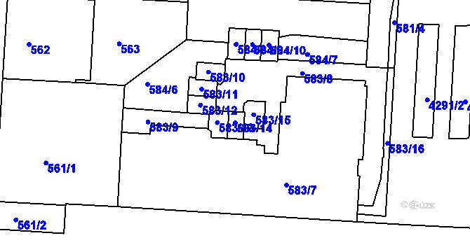 Parcela st. 583/14 v KÚ Dejvice, Katastrální mapa