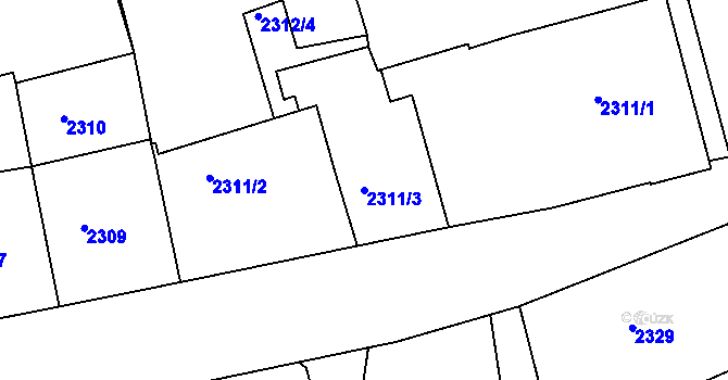 Parcela st. 2311/3 v KÚ Dejvice, Katastrální mapa