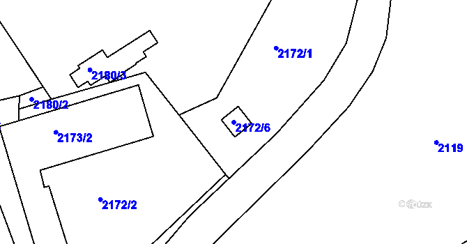 Parcela st. 2172/6 v KÚ Dejvice, Katastrální mapa