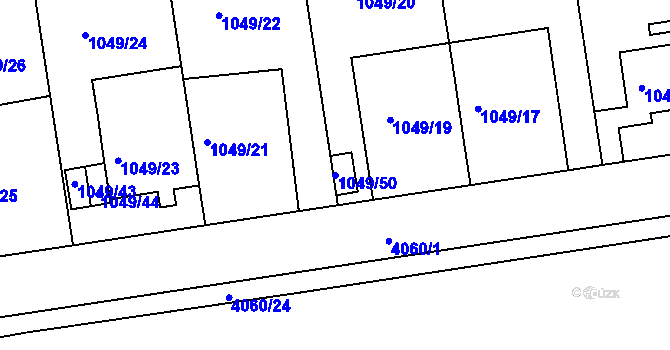 Parcela st. 1049/50 v KÚ Dejvice, Katastrální mapa