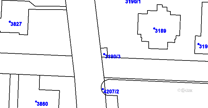 Parcela st. 3190/3 v KÚ Dejvice, Katastrální mapa