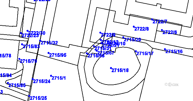 Parcela st. 2715/67 v KÚ Dejvice, Katastrální mapa