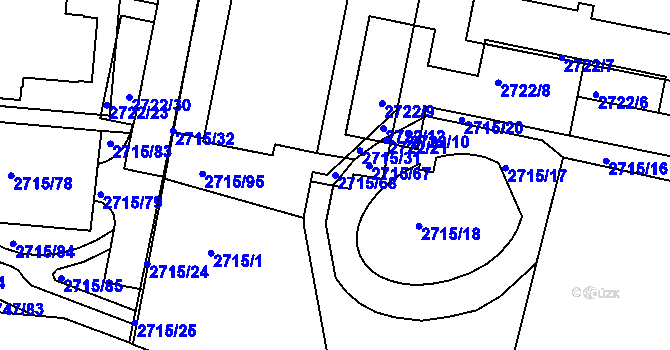 Parcela st. 2715/68 v KÚ Dejvice, Katastrální mapa