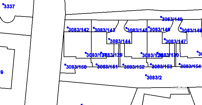 Parcela st. 3083/128 v KÚ Dejvice, Katastrální mapa