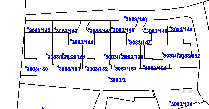 Parcela st. 3083/129 v KÚ Dejvice, Katastrální mapa