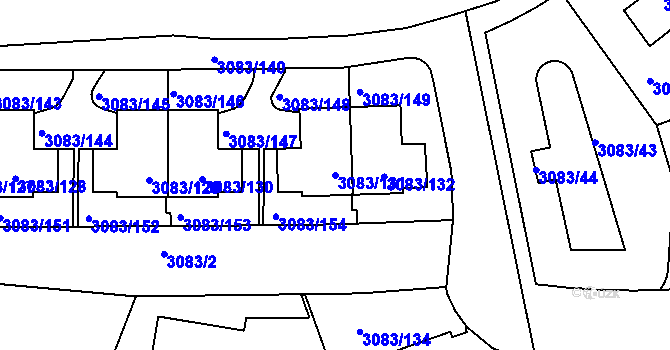 Parcela st. 3083/131 v KÚ Dejvice, Katastrální mapa