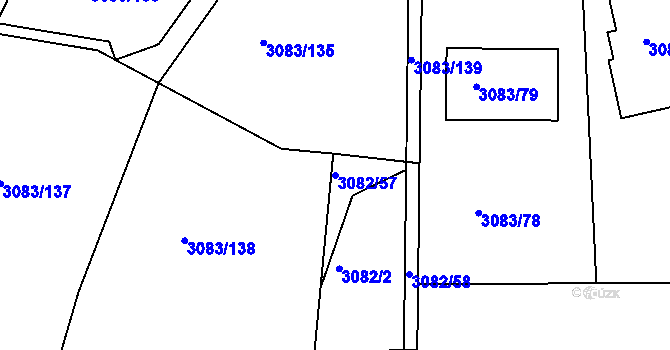 Parcela st. 3082/57 v KÚ Dejvice, Katastrální mapa