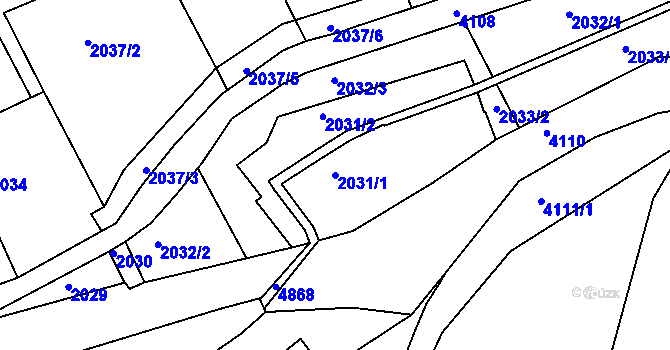 Parcela st. 2031/1 v KÚ Dejvice, Katastrální mapa