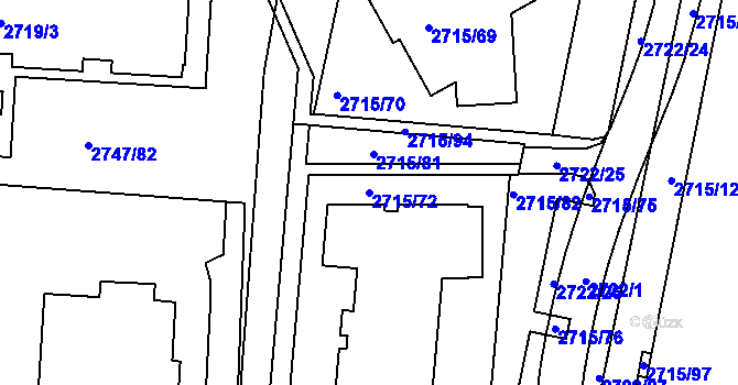 Parcela st. 2715/72 v KÚ Dejvice, Katastrální mapa