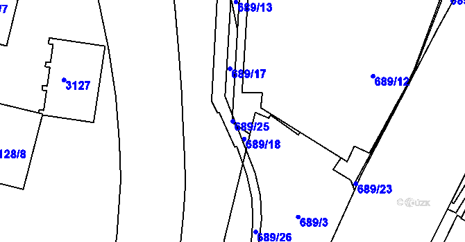 Parcela st. 689/25 v KÚ Dejvice, Katastrální mapa