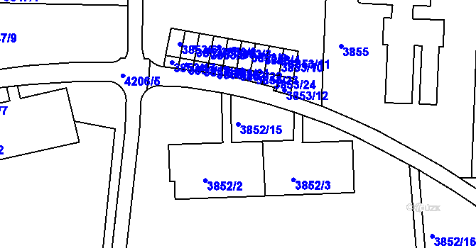 Parcela st. 3852/15 v KÚ Dejvice, Katastrální mapa