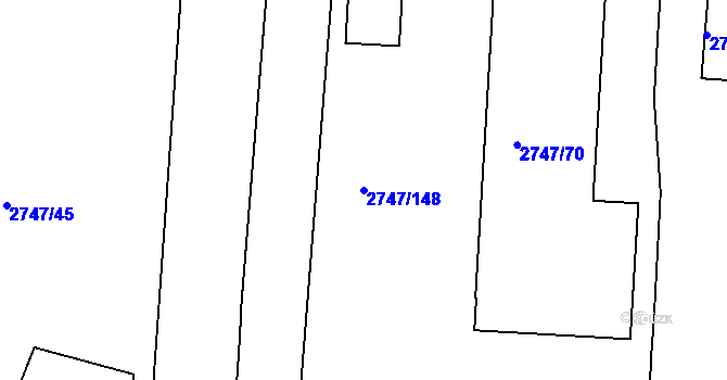 Parcela st. 2747/148 v KÚ Dejvice, Katastrální mapa
