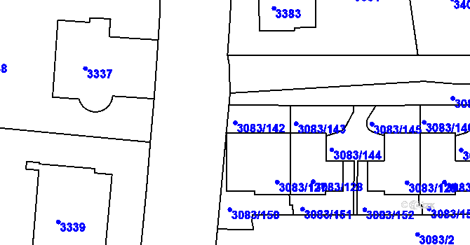 Parcela st. 3083/142 v KÚ Dejvice, Katastrální mapa