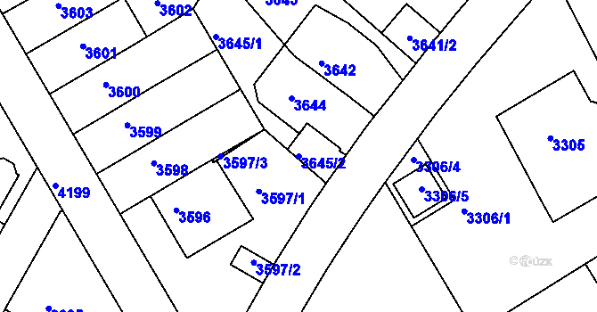 Parcela st. 3645/2 v KÚ Dejvice, Katastrální mapa