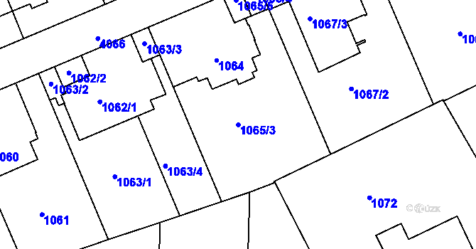 Parcela st. 1065/3 v KÚ Dejvice, Katastrální mapa