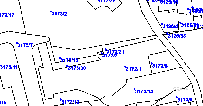 Parcela st. 3172/2 v KÚ Dejvice, Katastrální mapa
