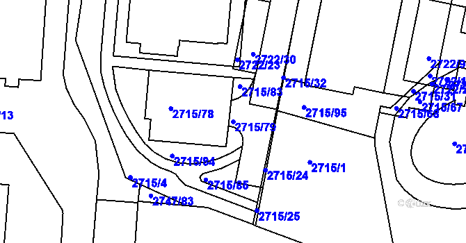 Parcela st. 2715/79 v KÚ Dejvice, Katastrální mapa