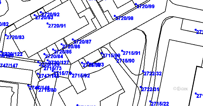 Parcela st. 2715/89 v KÚ Dejvice, Katastrální mapa