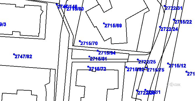 Parcela st. 2715/94 v KÚ Dejvice, Katastrální mapa