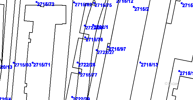 Parcela st. 2722/27 v KÚ Dejvice, Katastrální mapa
